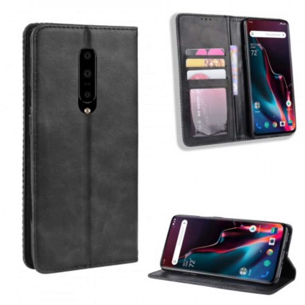 Bescherming Hoesje voor OnePlus 7 Pro Folio-hoesje Vintage Gestileerd Leereffect