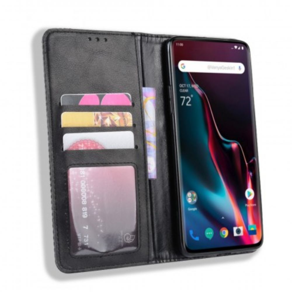 Bescherming Hoesje voor OnePlus 7 Pro Folio-hoesje Vintage Gestileerd Leereffect