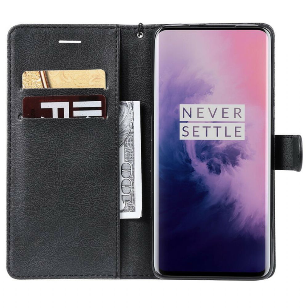 Folio-hoesje voor OnePlus 7 Pro Met Ketting Leren Bandeffect