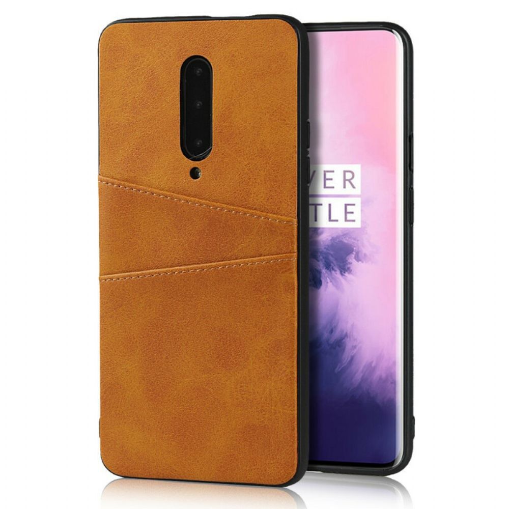 Hoesje voor OnePlus 7 Pro Dubbele Kaarthouder Met Leerstructuur