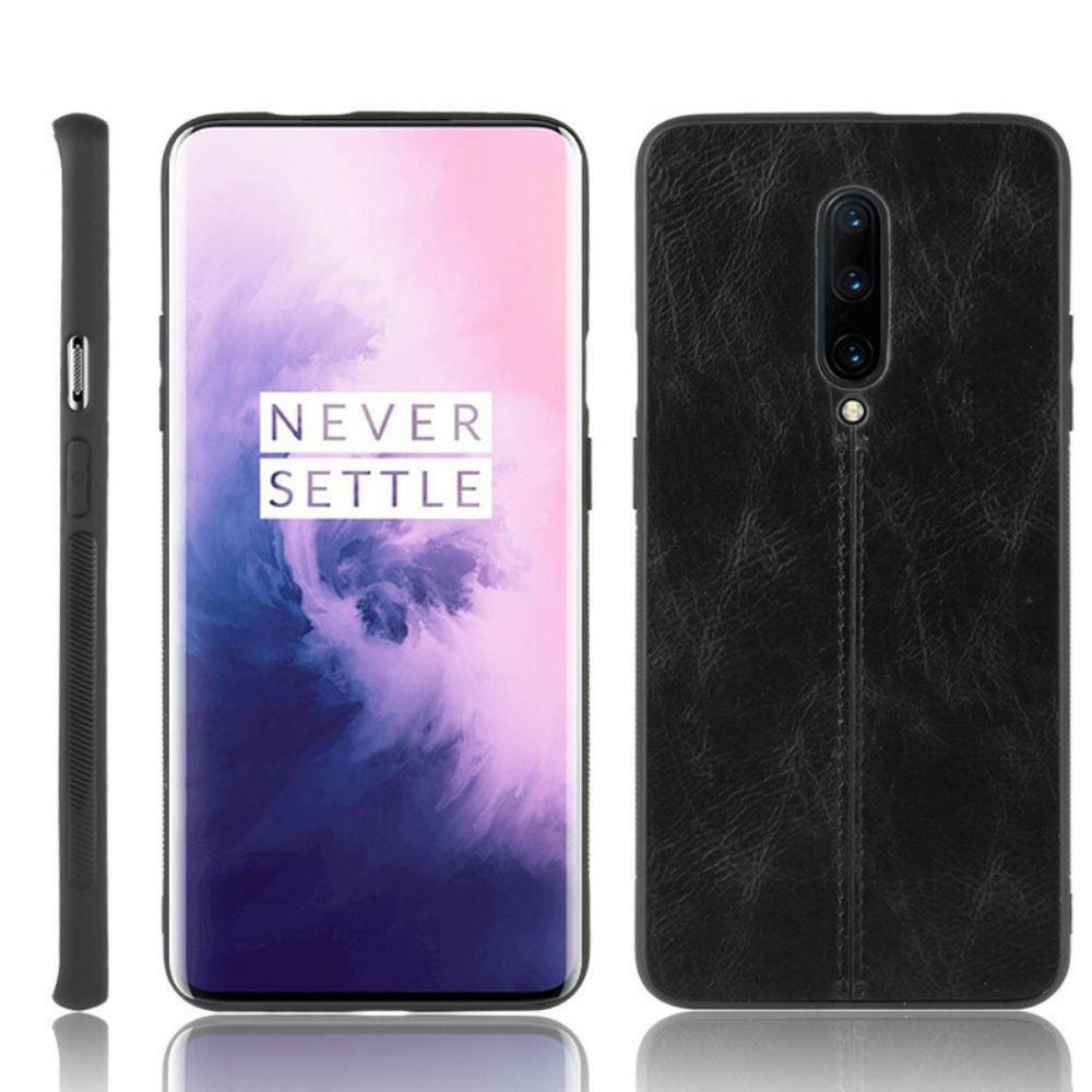 Hoesje voor OnePlus 7 Pro Naad Leereffect