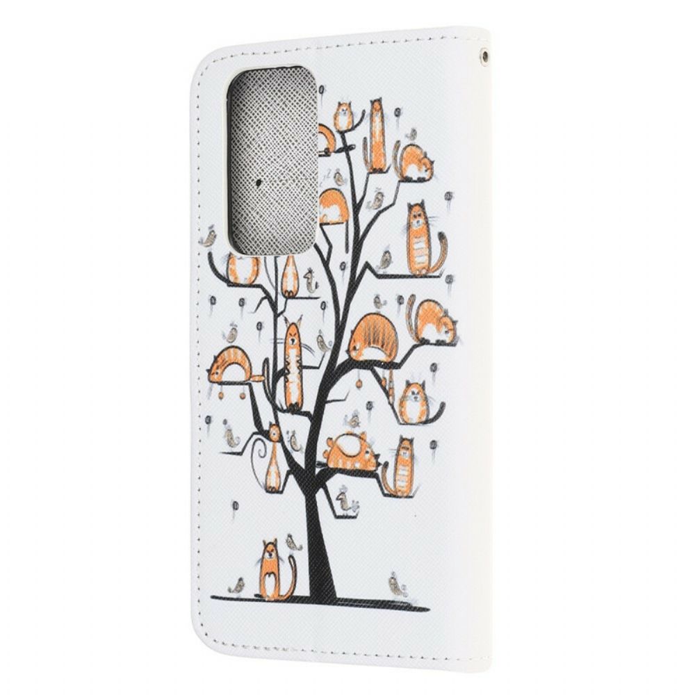 Folio-hoesje voor Honor 10X Lite Met Ketting Funky Katten Met Riem