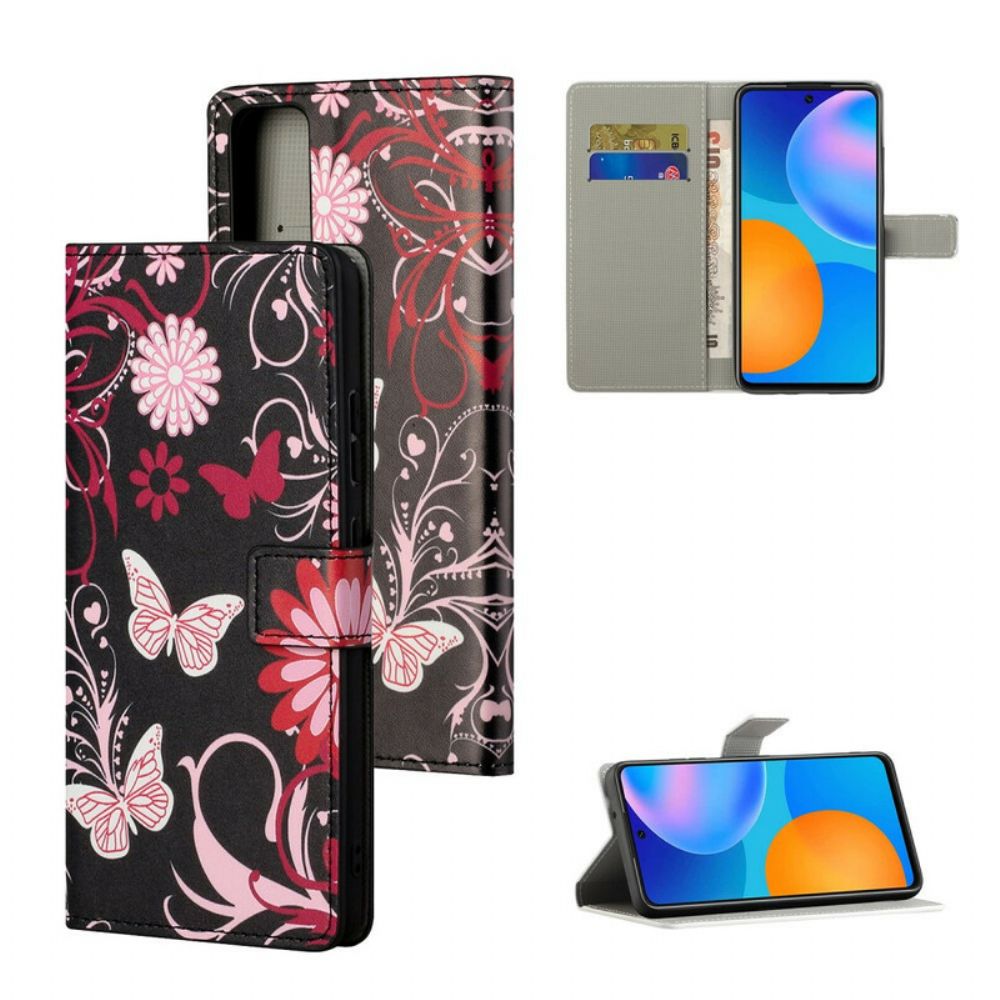 Folio-hoesje voor Honor 10X Lite Vlinders En Bloemen