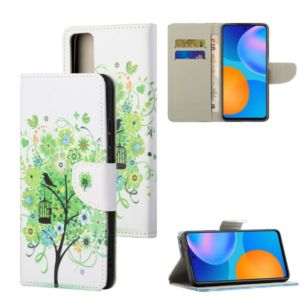 Leren Hoesje voor Honor 10X Lite Groene Bloesem Boom