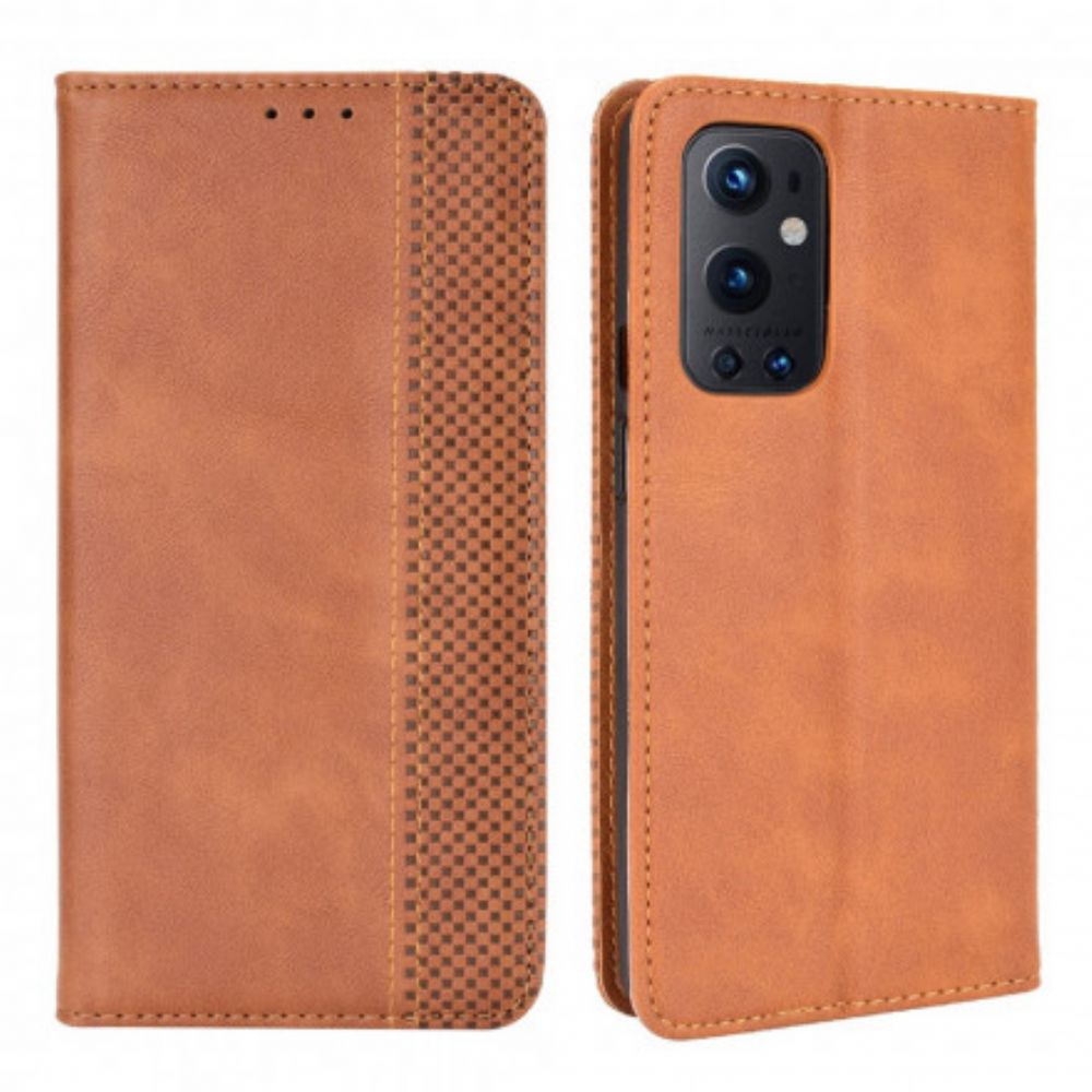 Bescherming Hoesje voor OnePlus 9 Pro Folio-hoesje Vintage Gestileerd Leereffect