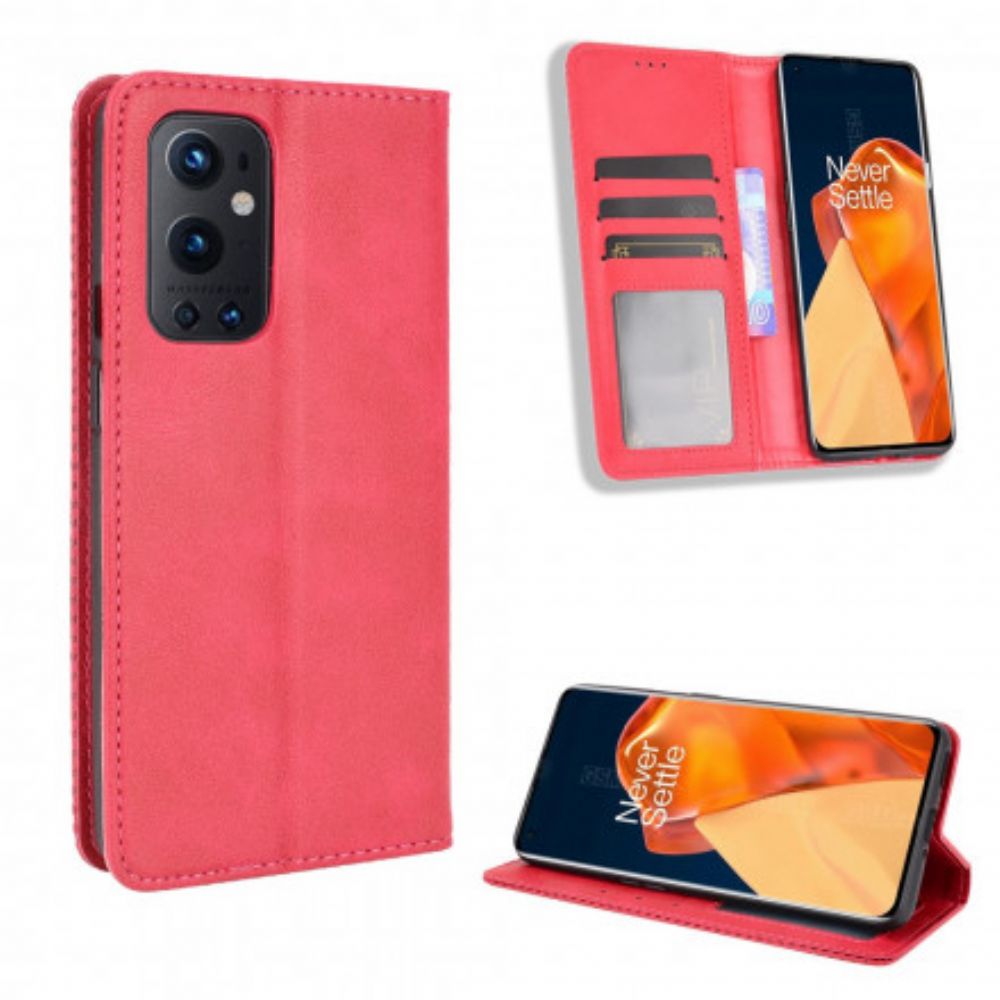 Bescherming Hoesje voor OnePlus 9 Pro Folio-hoesje Vintage Gestileerd Leereffect