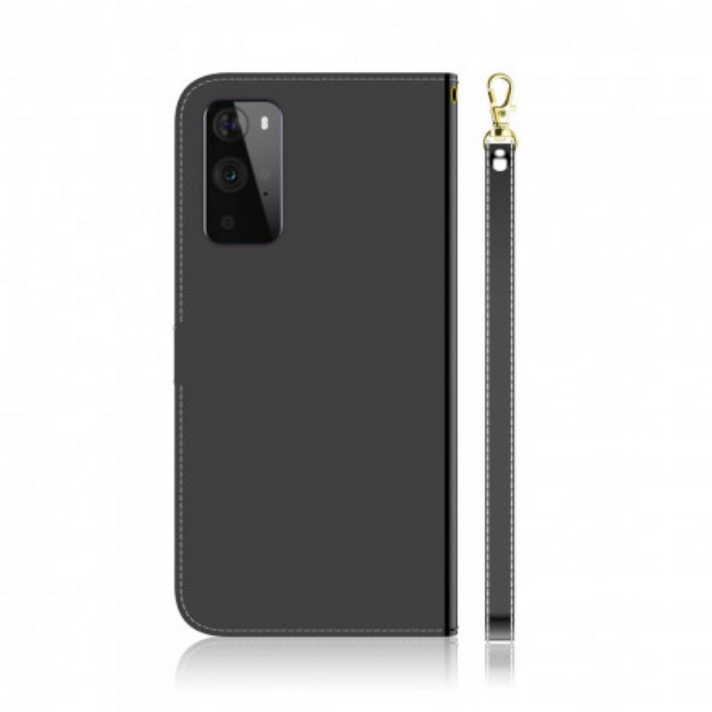 Flip Case voor OnePlus 9 Pro Spiegel Van Kunstleer