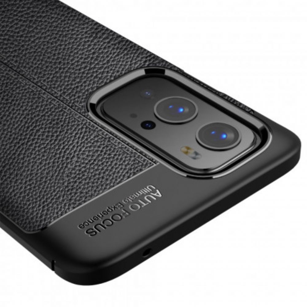 Hoesje voor OnePlus 9 Pro Dubbele Lijn Litchi Leder Effect