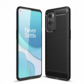 Hoesje voor OnePlus 9 Pro Geborstelde Koolstofvezel