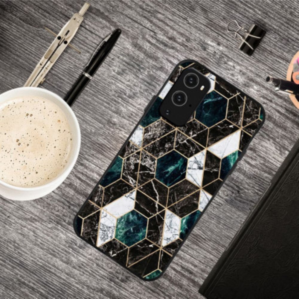 Hoesje voor OnePlus 9 Pro Gekleurd Geometrie Marmer