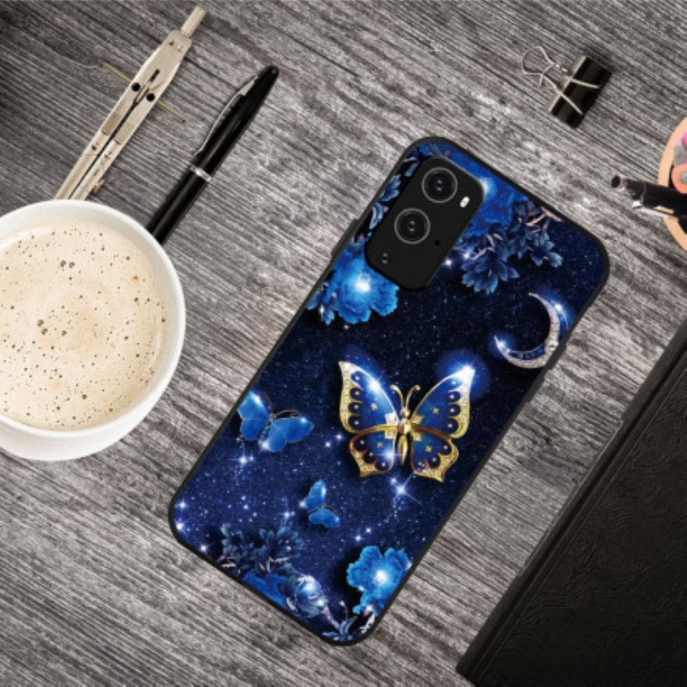 Hoesje voor OnePlus 9 Pro Gouden Vlinder