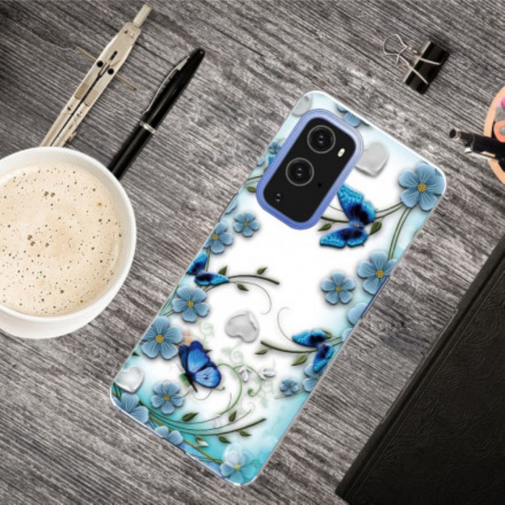 Hoesje voor OnePlus 9 Pro Retro Vlinders En Bloemen