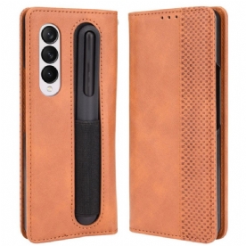 Bescherming Hoesje voor Samsung Galaxy Z Fold 4 Folio-hoesje Retro Pen Rang