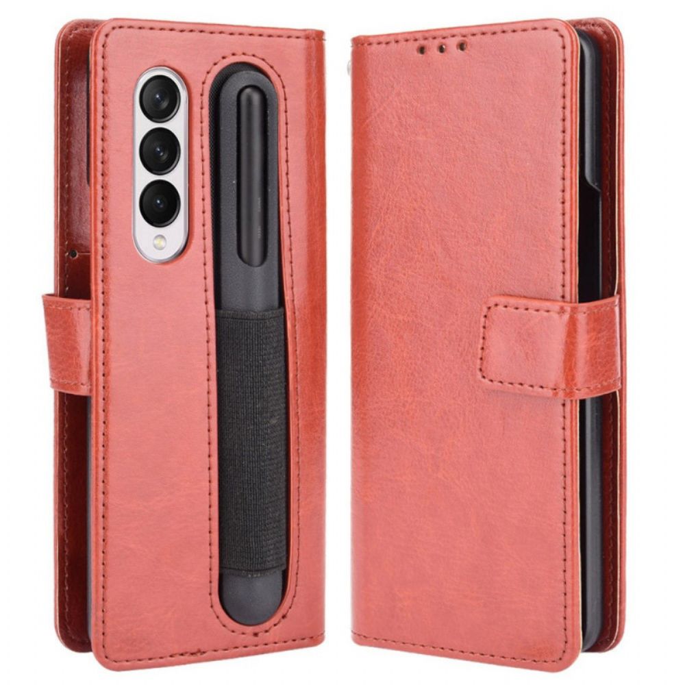 Flip Case voor Samsung Galaxy Z Fold 4 Met Ketting Retro Zakelijke Strappy