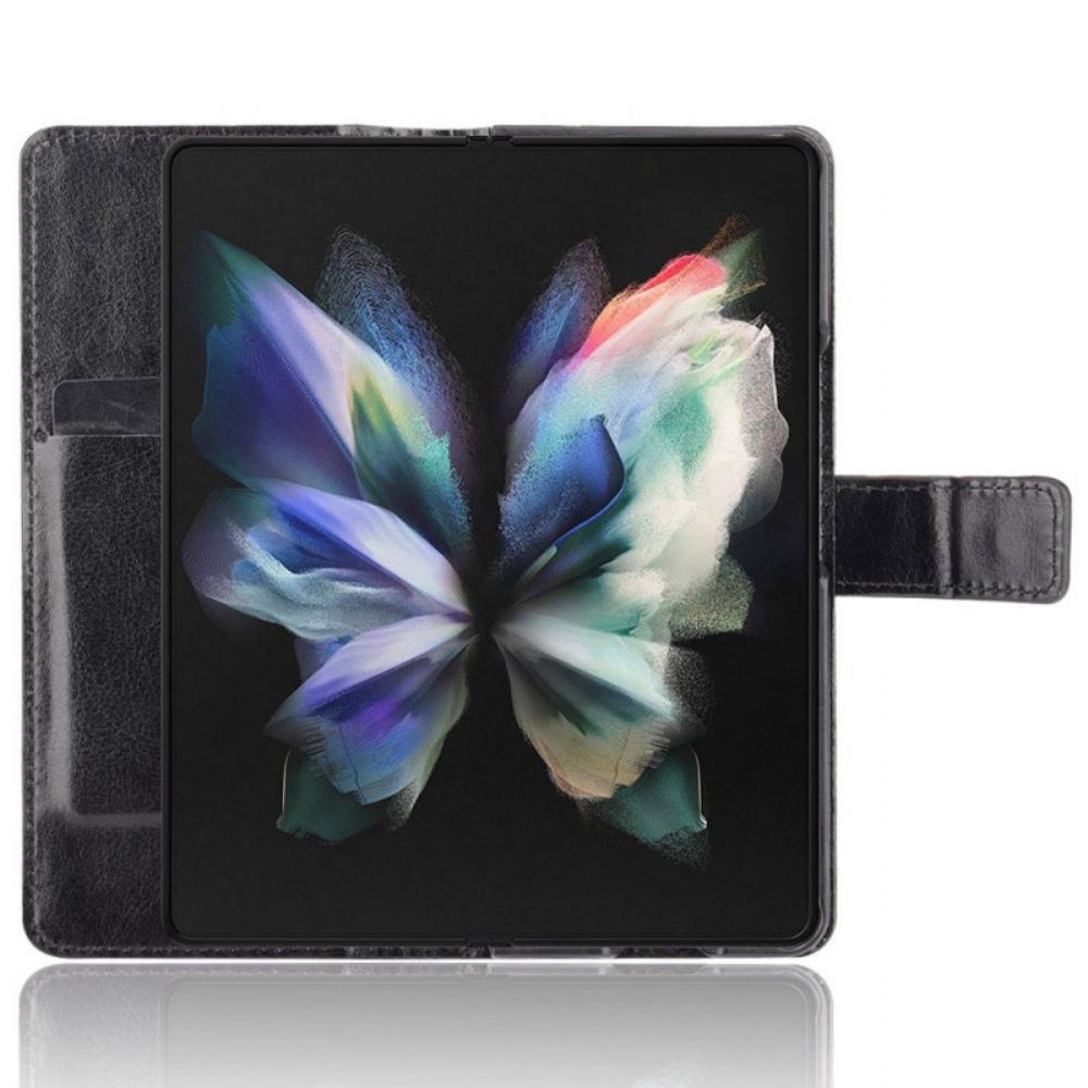 Flip Case voor Samsung Galaxy Z Fold 4 Met Ketting Retro Zakelijke Strappy