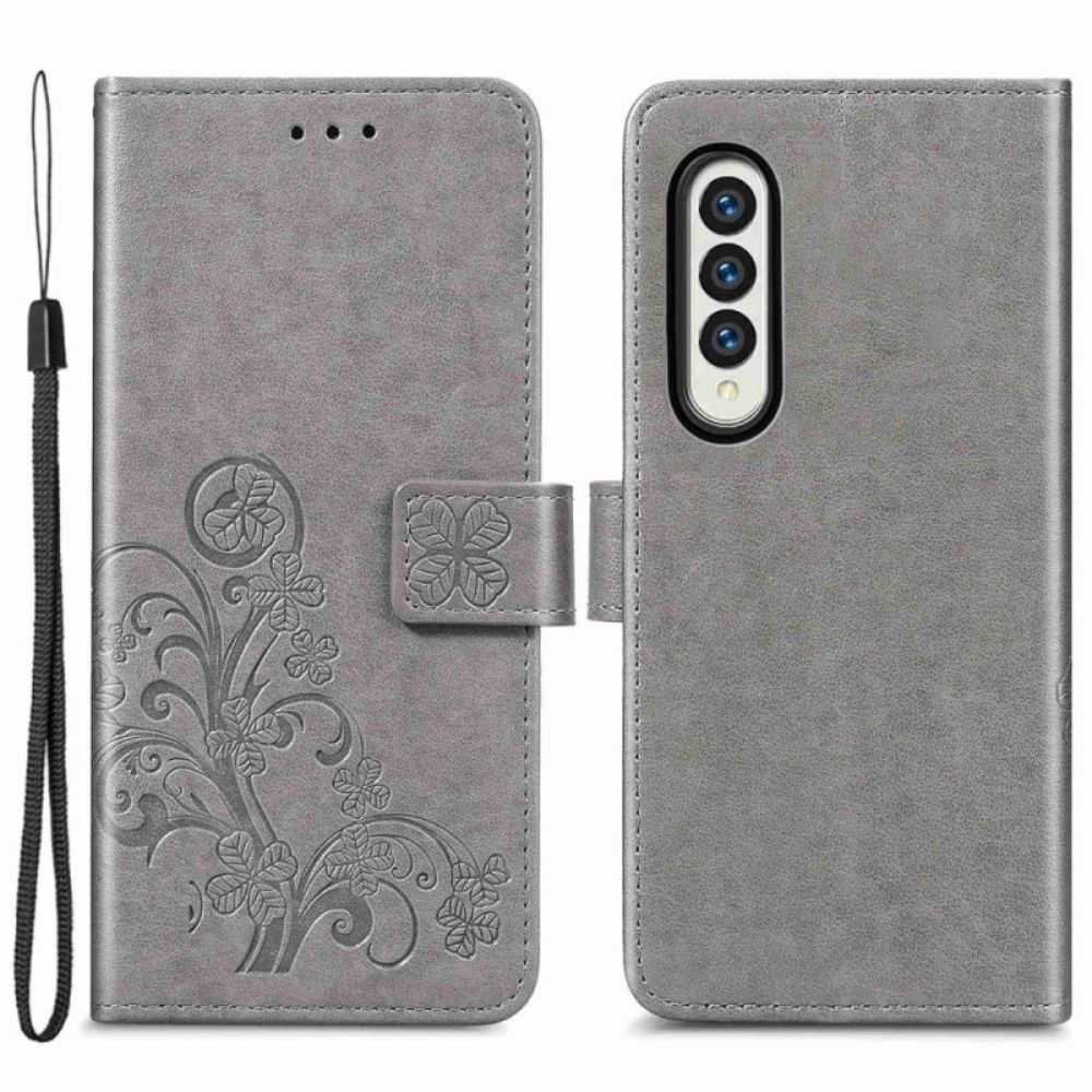 Folio-hoesje voor Samsung Galaxy Z Fold 4 Klaverpatroon Met Riem