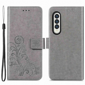 Folio-hoesje voor Samsung Galaxy Z Fold 4 Klaverpatroon Met Riem