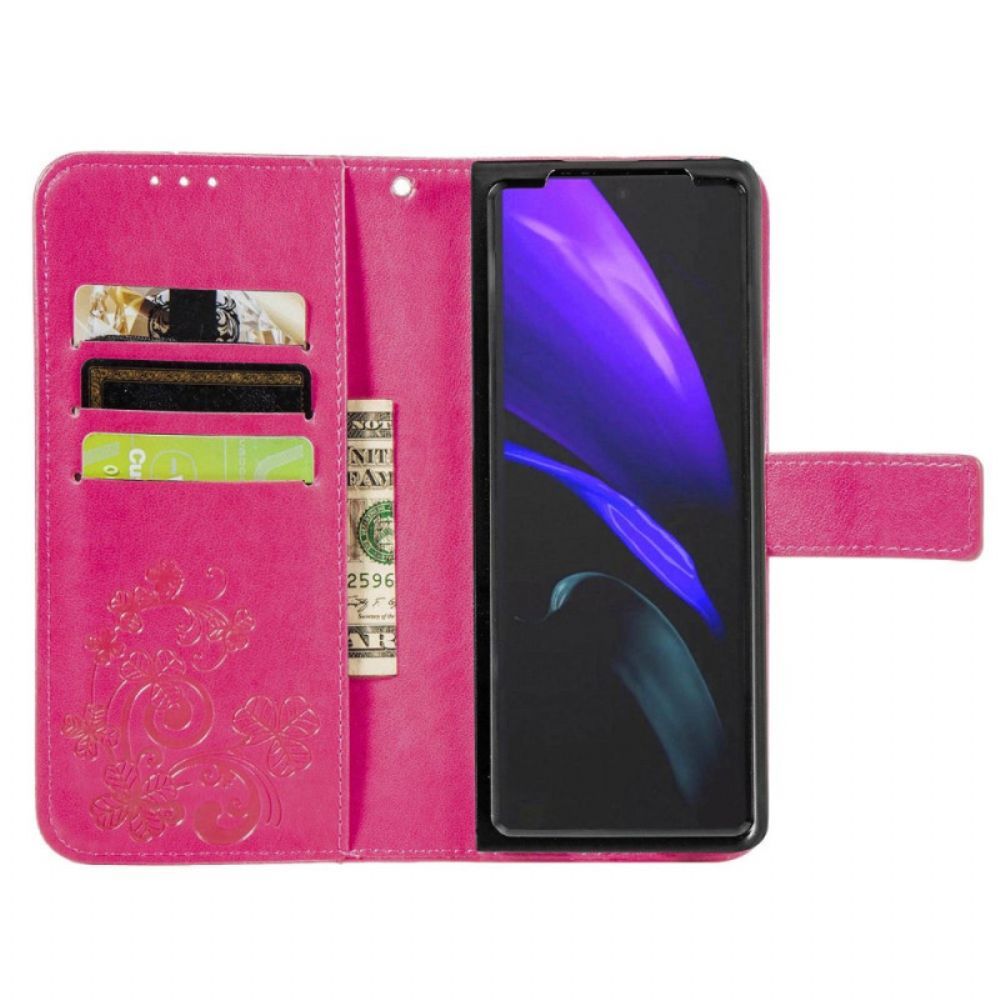 Folio-hoesje voor Samsung Galaxy Z Fold 4 Klaverpatroon Met Riem