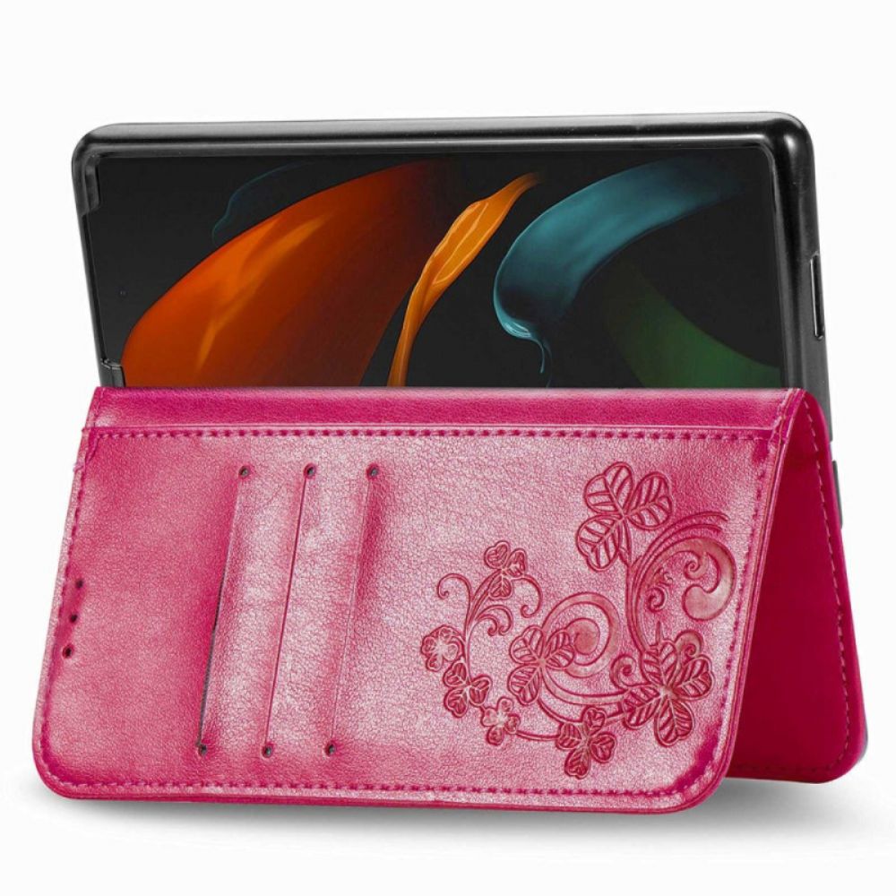 Folio-hoesje voor Samsung Galaxy Z Fold 4 Klaverpatroon Met Riem