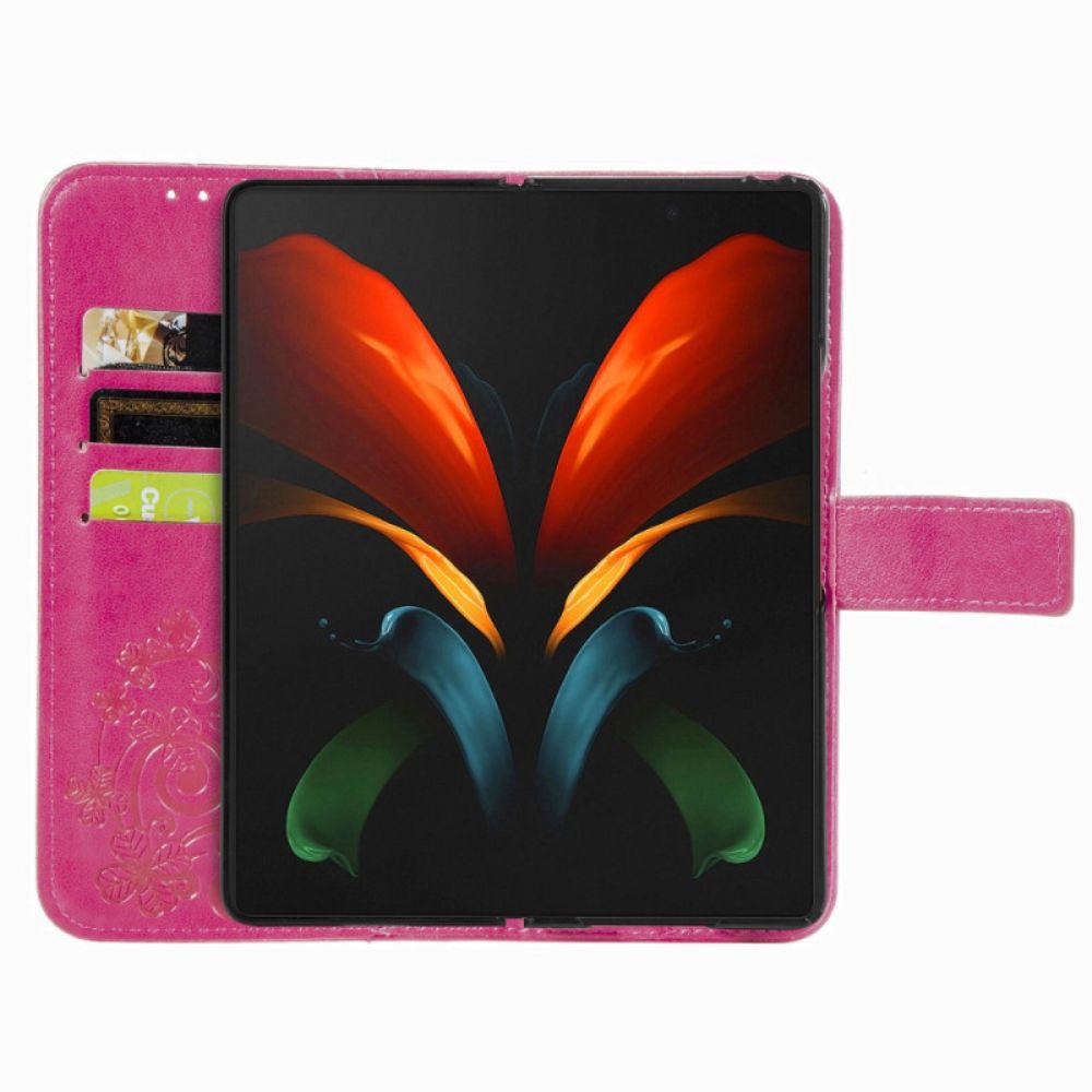 Folio-hoesje voor Samsung Galaxy Z Fold 4 Klaverpatroon Met Riem