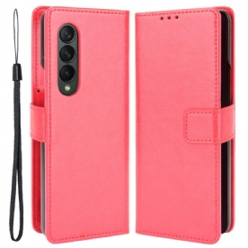 Folio-hoesje voor Samsung Galaxy Z Fold 4 Met Ketting Klassieke Gladde Kunstleren Band