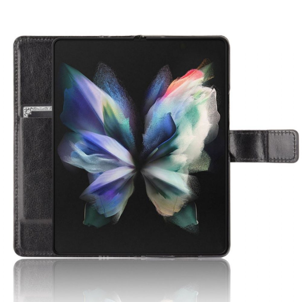 Folio-hoesje voor Samsung Galaxy Z Fold 4 Met Ketting Klassieke Gladde Kunstleren Band