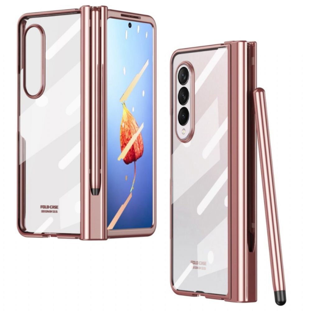 Hoesje voor Samsung Galaxy Z Fold 4 Berijpte Schelp Met Stylus