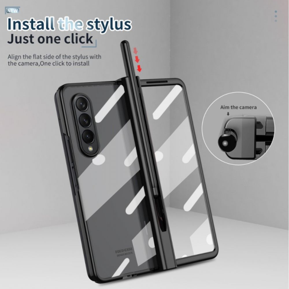 Hoesje voor Samsung Galaxy Z Fold 4 Berijpte Schelp Met Stylus