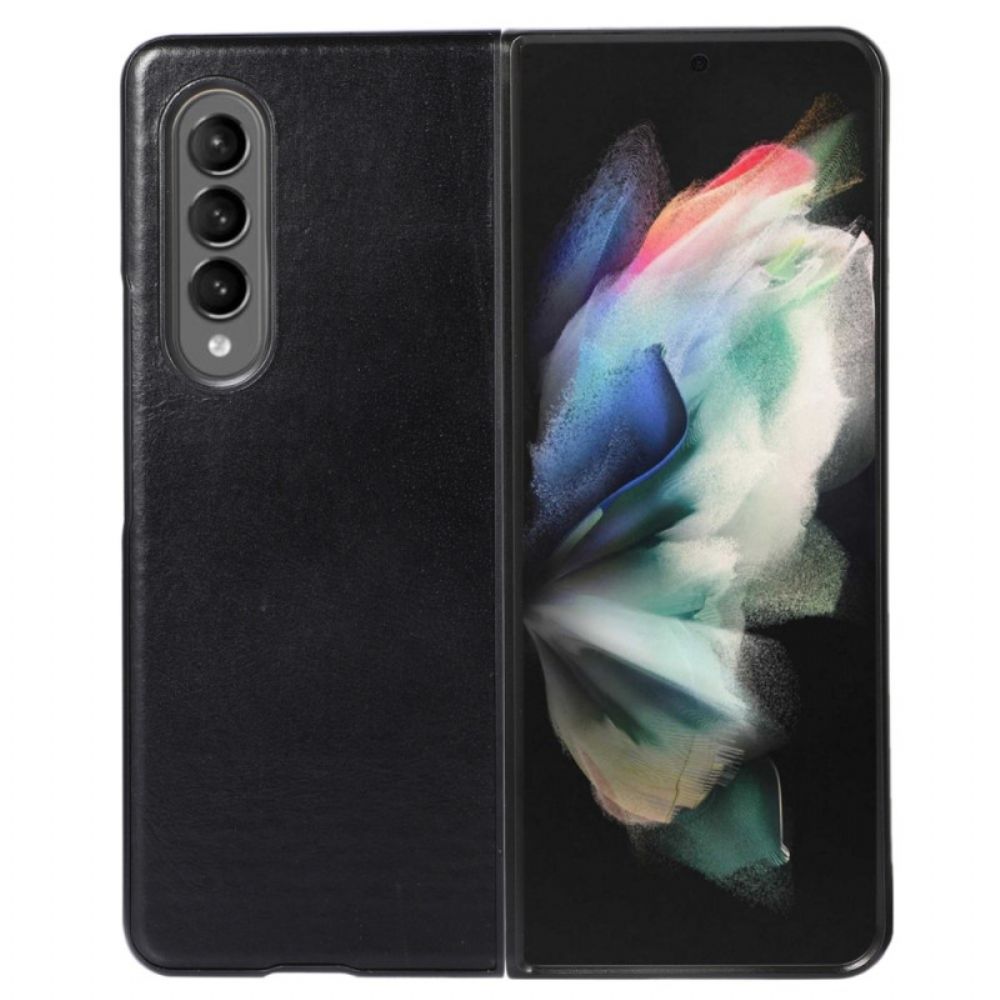 Hoesje voor Samsung Galaxy Z Fold 4 Klassiek Echt Rundleer