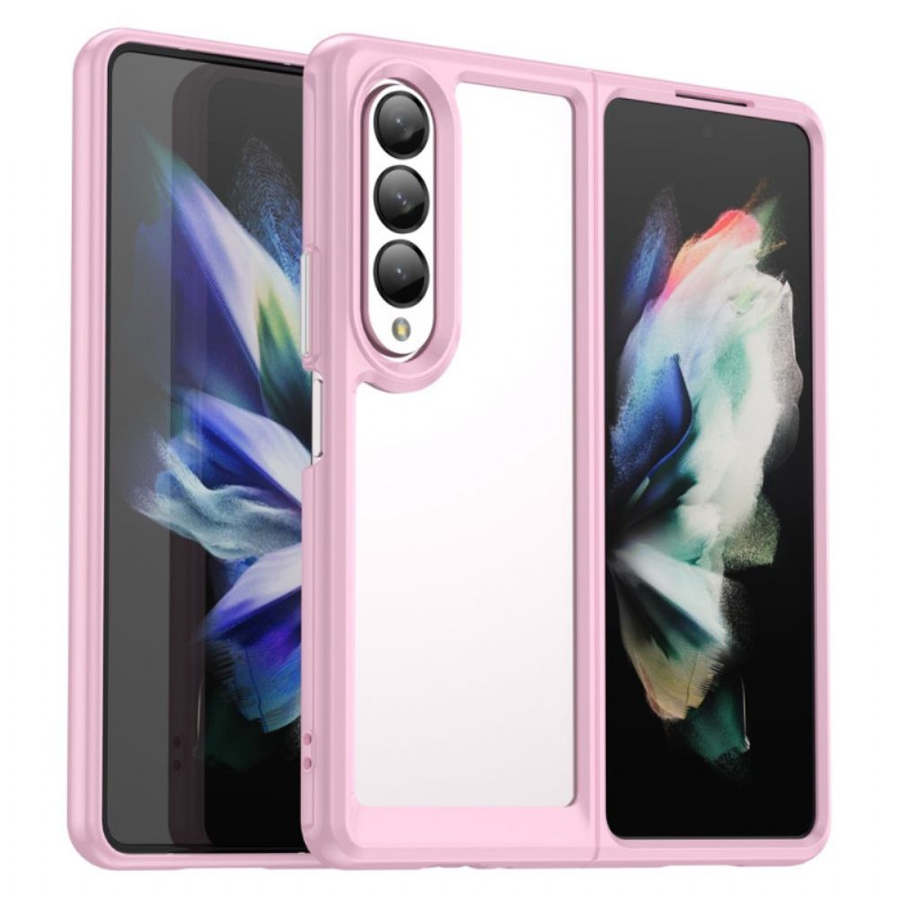 Hoesje voor Samsung Galaxy Z Fold 4 Transparante Gekleurde Randen