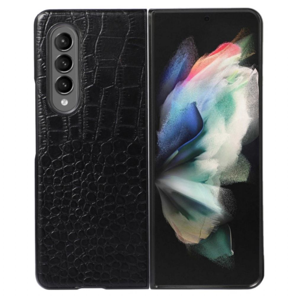 Hoesje voor Samsung Galaxy Z Fold 4 Trendy Echt Leer Met Krokodilleneffect