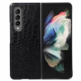 Hoesje voor Samsung Galaxy Z Fold 4 Trendy Echt Leer Met Krokodilleneffect