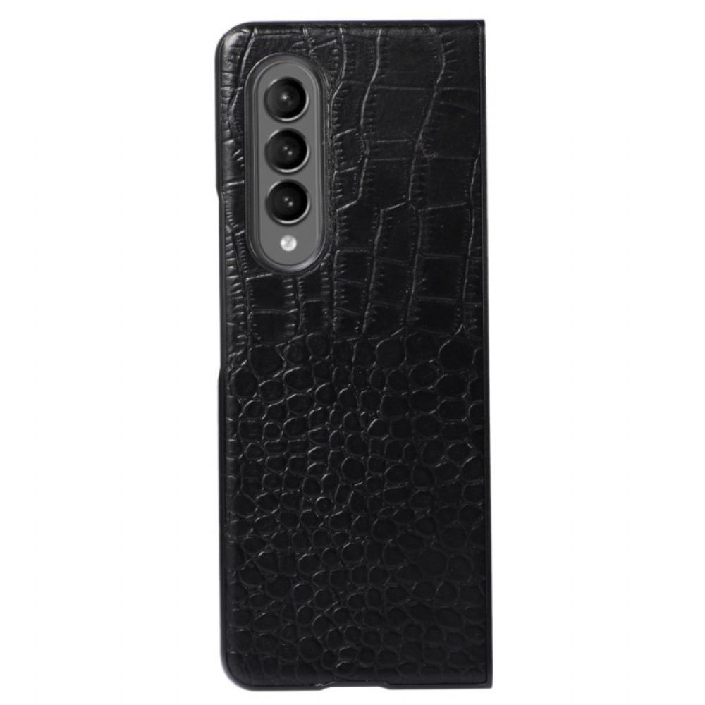 Hoesje voor Samsung Galaxy Z Fold 4 Trendy Echt Leer Met Krokodilleneffect