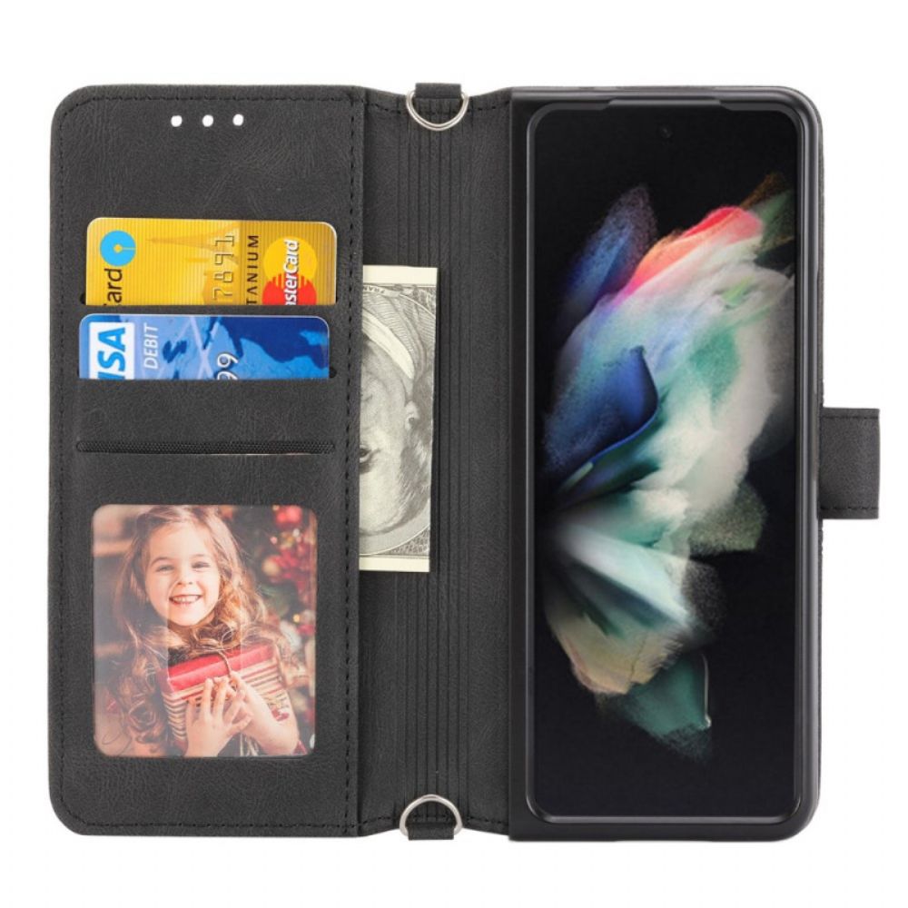 Leren Hoesje voor Samsung Galaxy Z Fold 4 Faux Lederen Riem Patroon