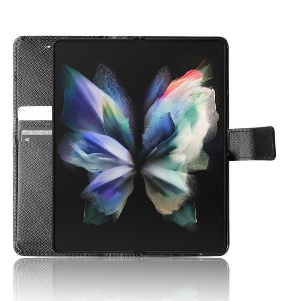 Leren Hoesje voor Samsung Galaxy Z Fold 4 Met Ketting Diamantenband