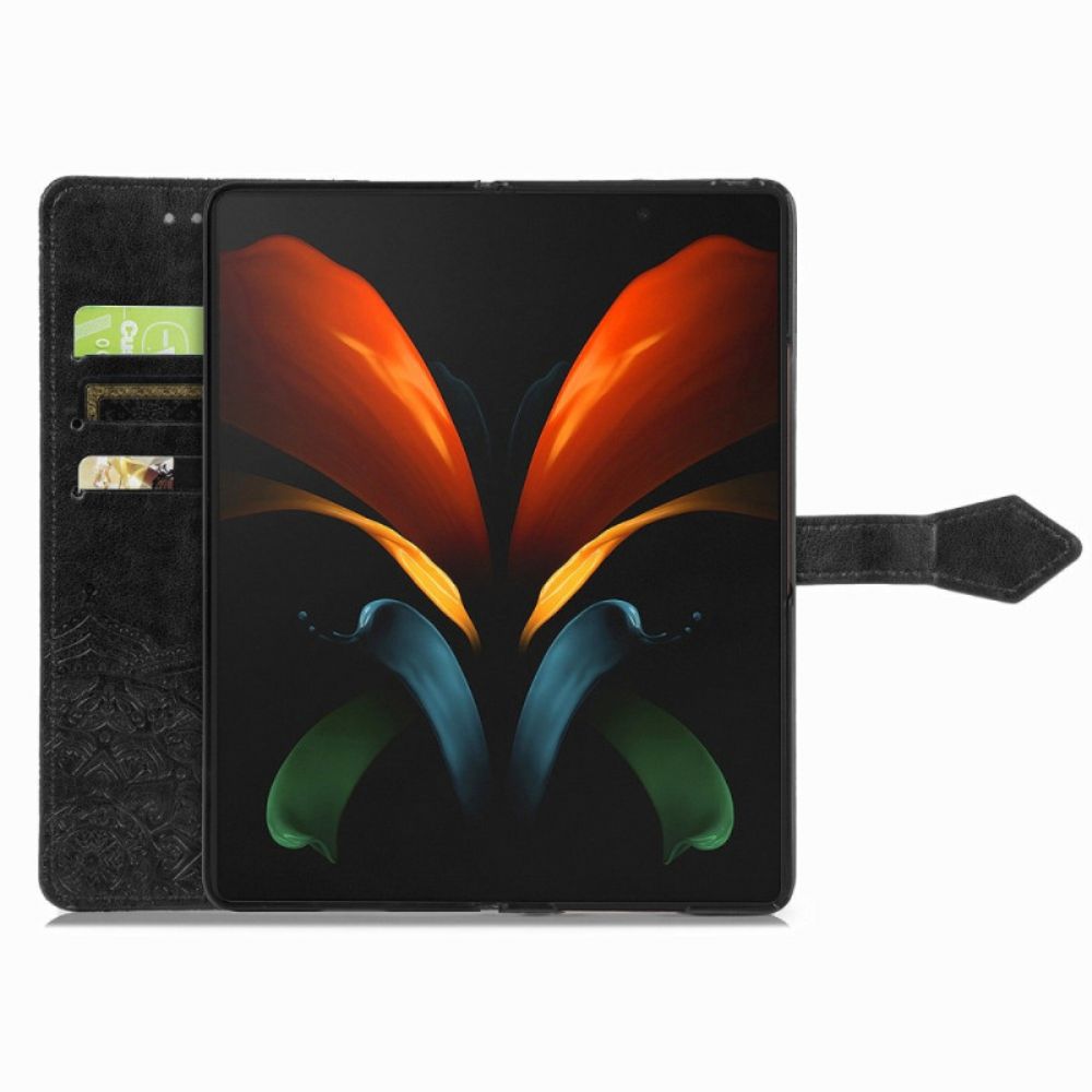 Leren Hoesje voor Samsung Galaxy Z Fold 4 Met Ketting Middeleeuwen Mandala Met Bandjes