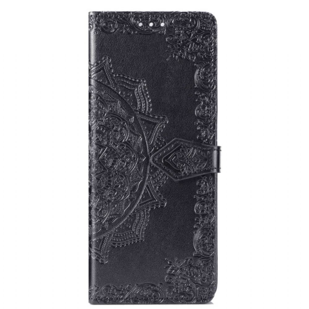 Leren Hoesje voor Samsung Galaxy Z Fold 4 Met Ketting Middeleeuwen Mandala Met Bandjes