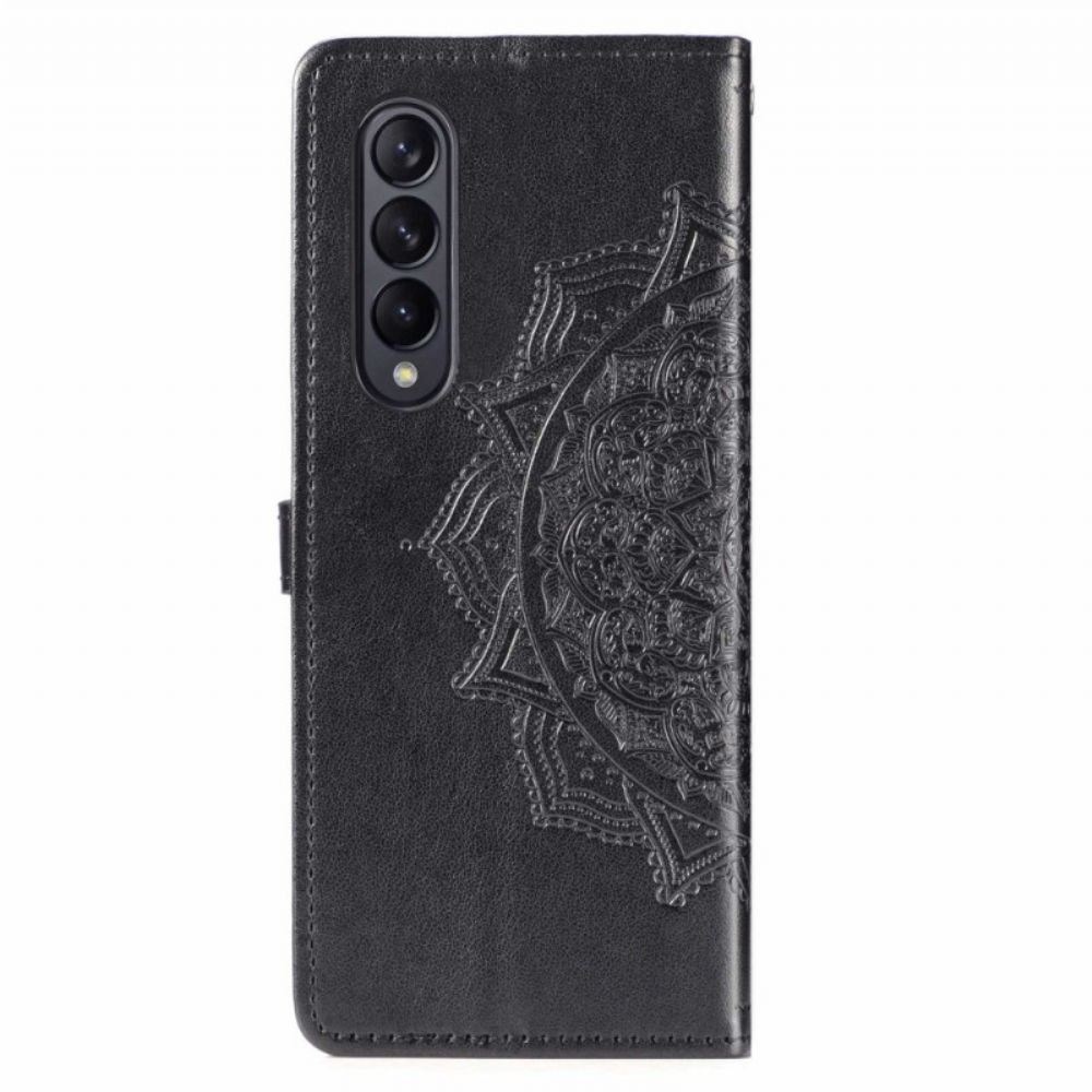 Leren Hoesje voor Samsung Galaxy Z Fold 4 Met Ketting Middeleeuwen Mandala Met Bandjes