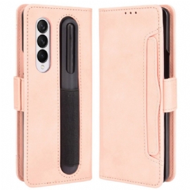 Leren Hoesje voor Samsung Galaxy Z Fold 4 Spion Met Pennenopslag