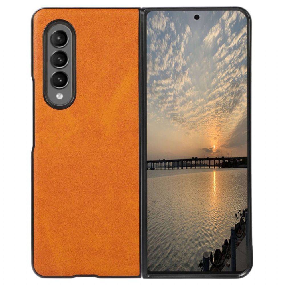 Telefoonhoesje voor Samsung Galaxy Z Fold 4 Gecoate Leertextuur