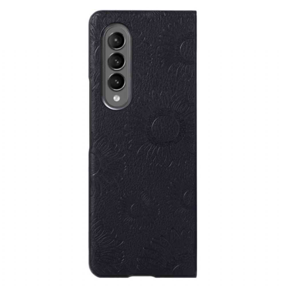 Telefoonhoesje voor Samsung Galaxy Z Fold 4 Zonnebloempatroon Gecoat Imitatieleer