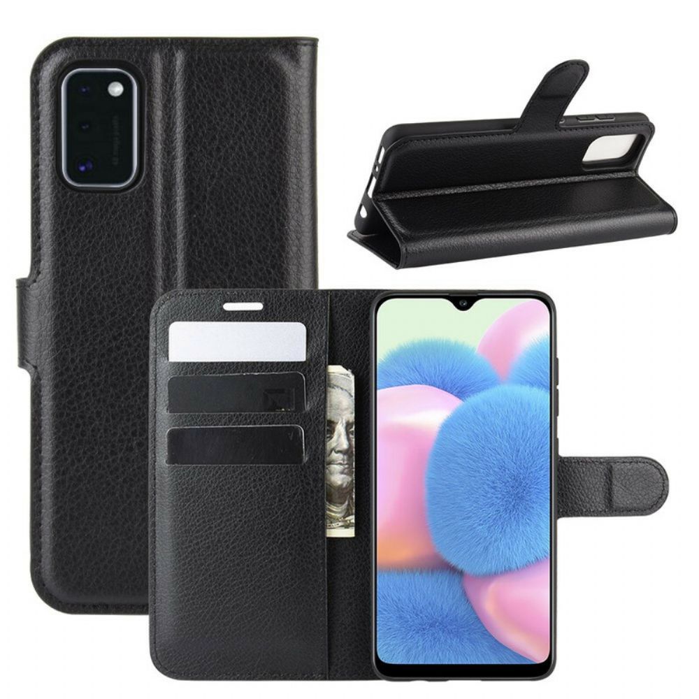 Flip Case voor Samsung Galaxy A41 Klassiek Lychee-leereffect