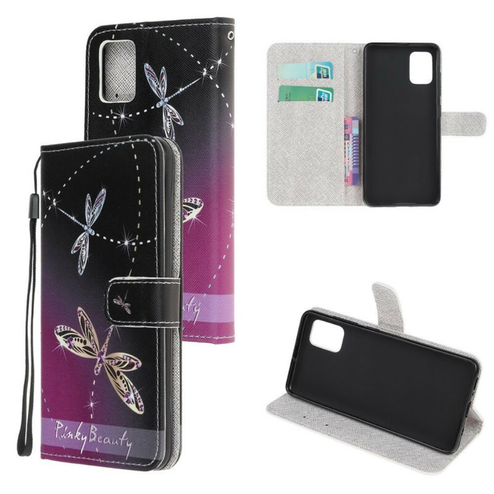 Flip Case voor Samsung Galaxy A41 Met Ketting Thong Libellen