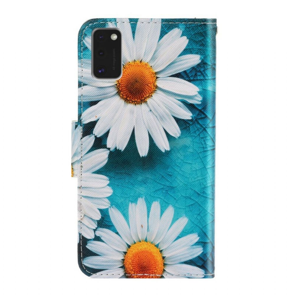 Folio-hoesje voor Samsung Galaxy A41 Met Ketting Thong Madeliefjes