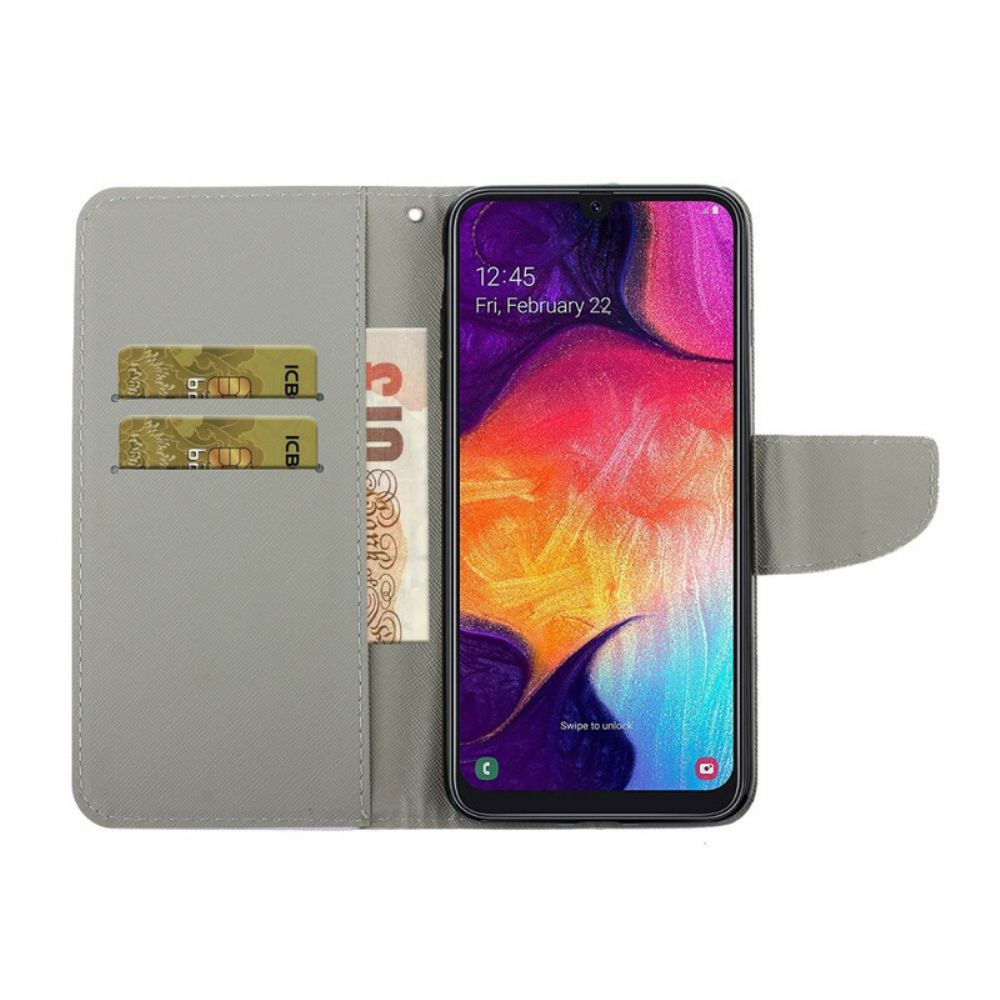 Folio-hoesje voor Samsung Galaxy A41 Met Ketting Thong Madeliefjes