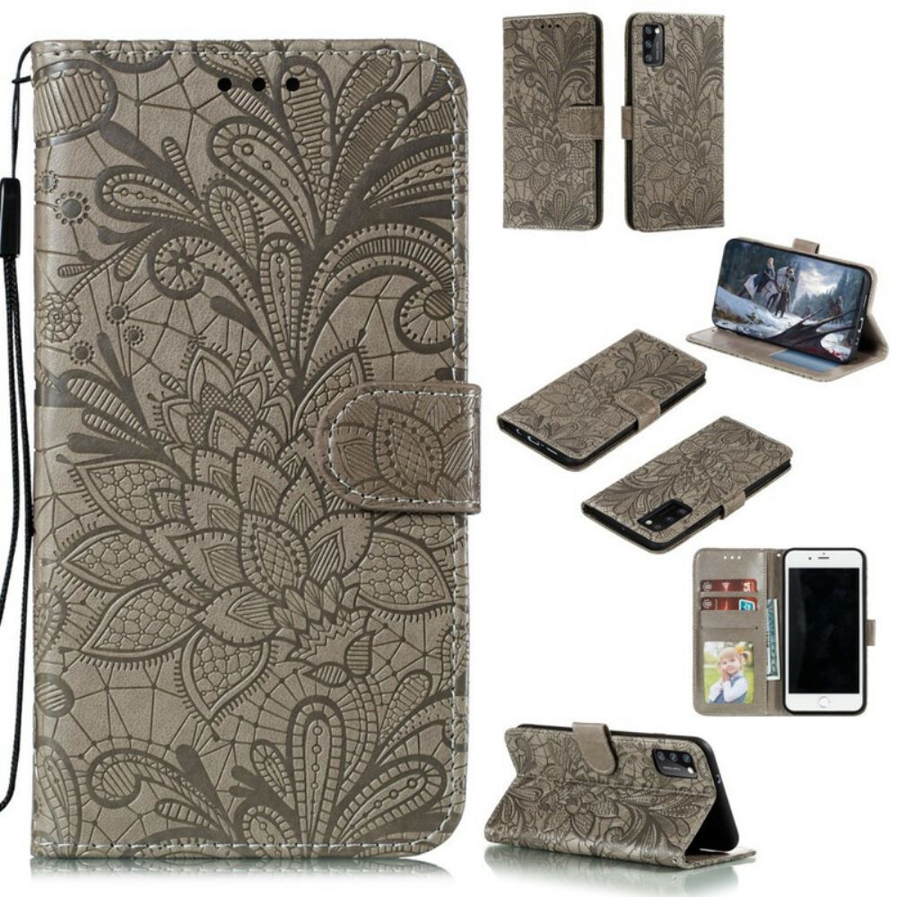 Folio-hoesje voor Samsung Galaxy A41 Met Ketting Tribal Band Bloemen