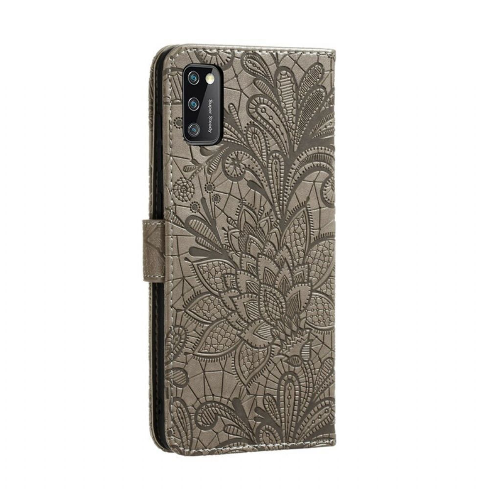 Folio-hoesje voor Samsung Galaxy A41 Met Ketting Tribal Band Bloemen