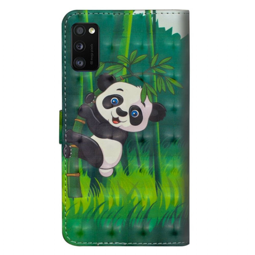 Folio-hoesje voor Samsung Galaxy A41 Panda En Bamboe