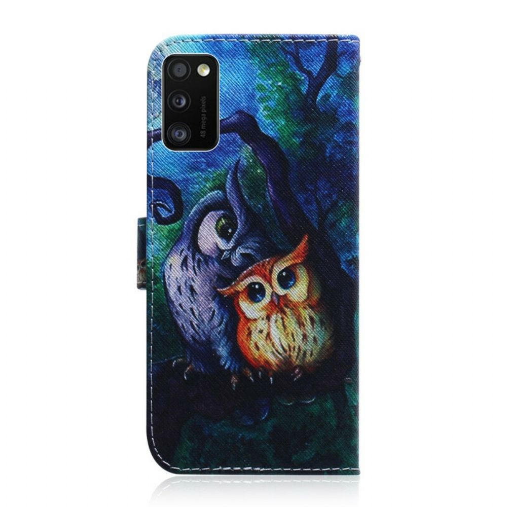 Folio-hoesje voor Samsung Galaxy A41 Uilen Schilderen