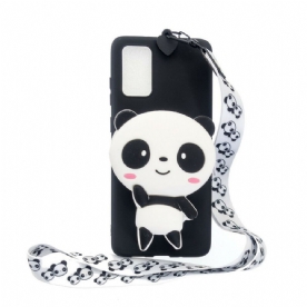 Hoesje voor Samsung Galaxy A41 3d Panda Met Karabijnkoord